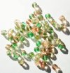 50 6mm Faceted Two Tone Light Green and Light PInk Firepolish Beads